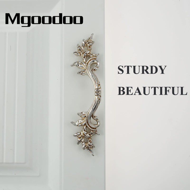 Mgoodoo 5PCS 6.6" French Provincial Drawer Pulls, Antique Gold Furniture Pulls Retro Vintage European Style Handles for Cabinets Dresser Gates Door Closet Cupboard Kitchen Hardware - Image 3